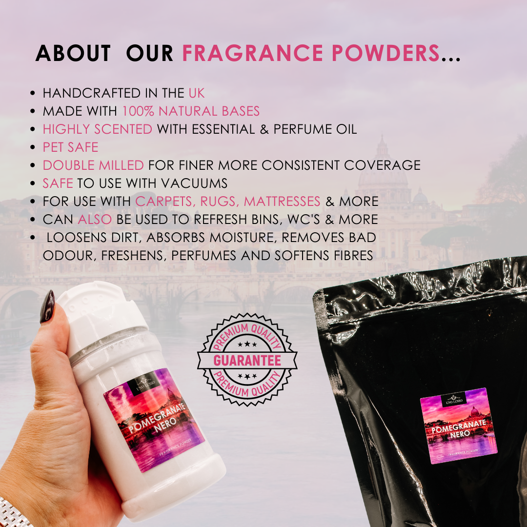 About Pomegranate Nero Fragrance Powder by Uno Lusso