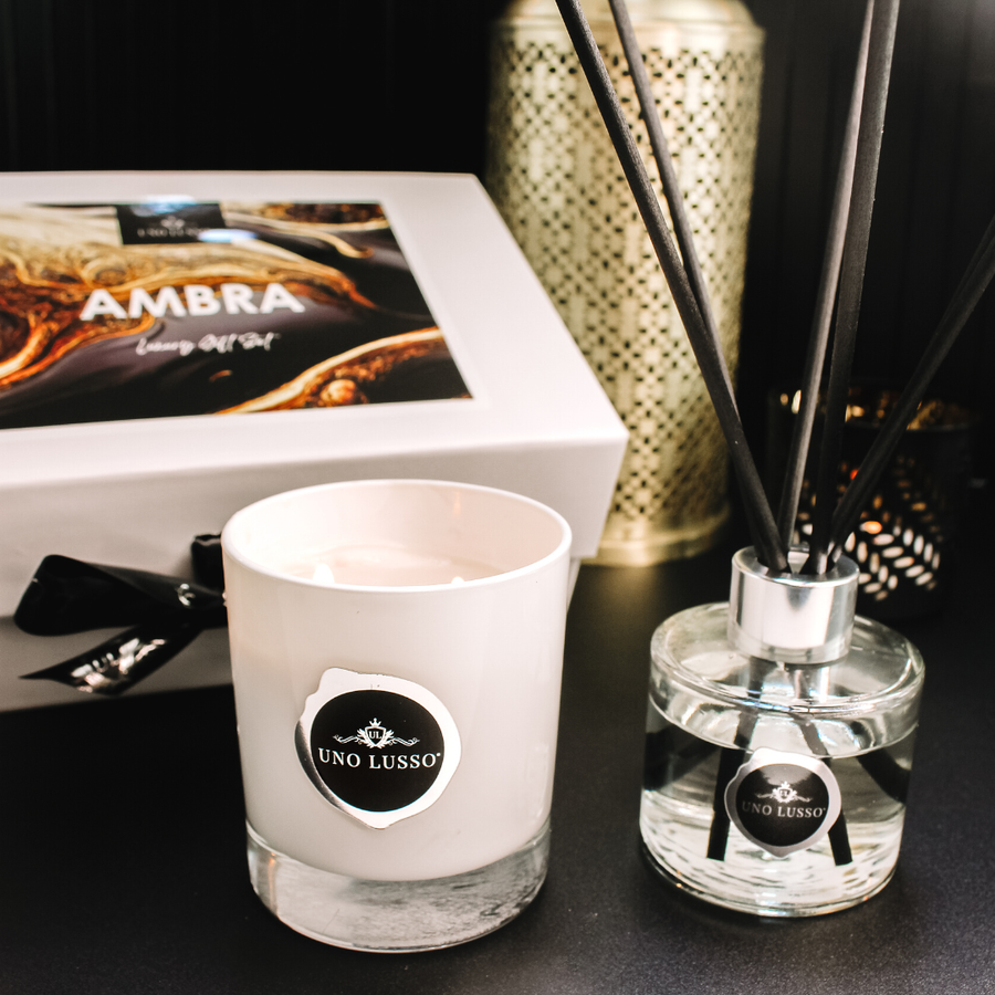 Ambra Gloss Candle & Diffuser Gift by Uno Lusso