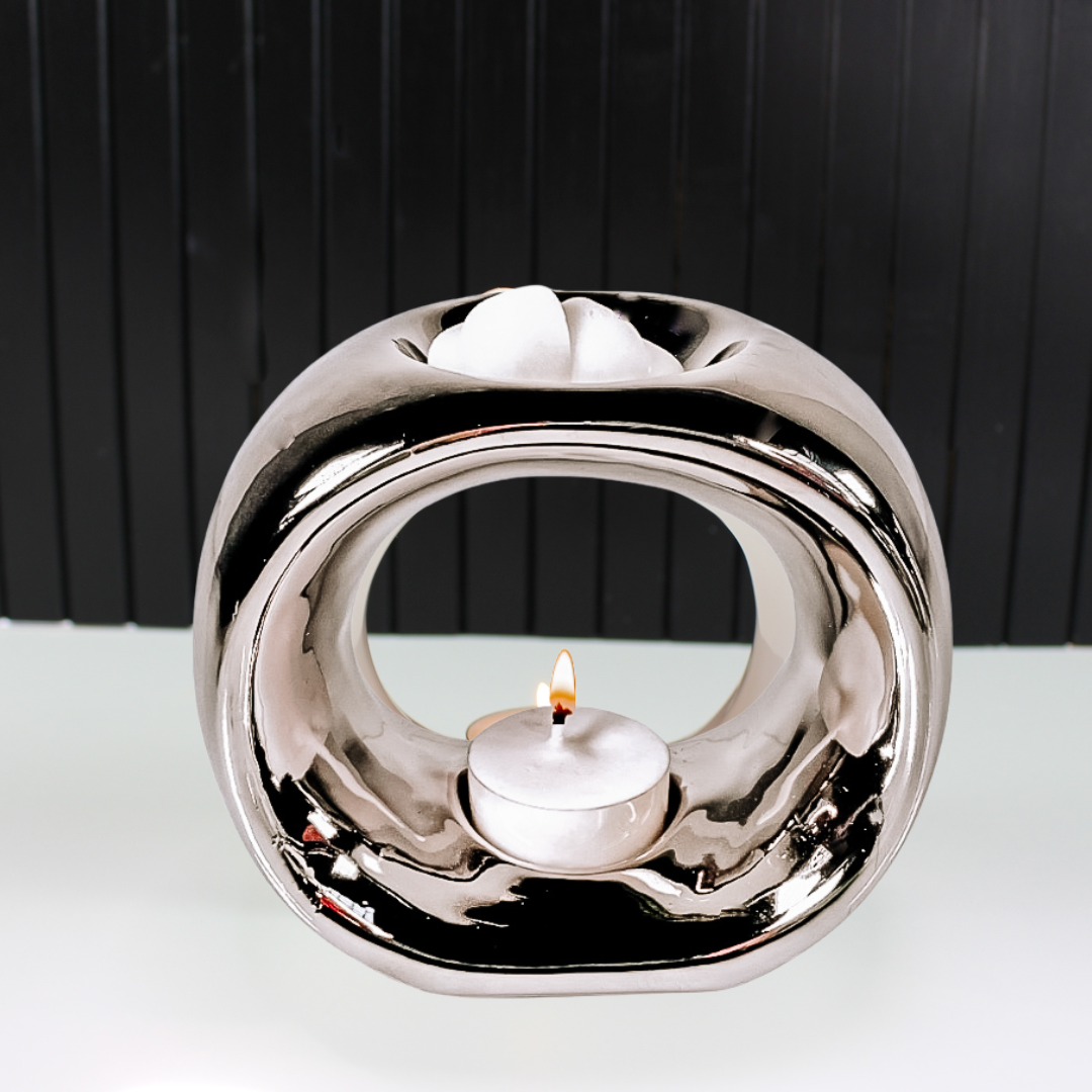Capri Silver Chrome Ceramic Tealight Wax Burner