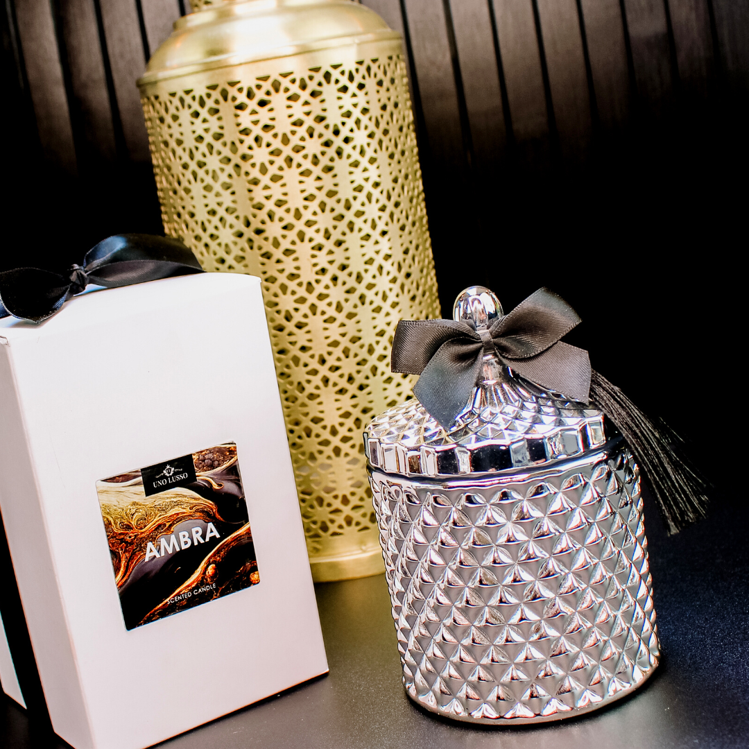 Silver Venetian lidded candle