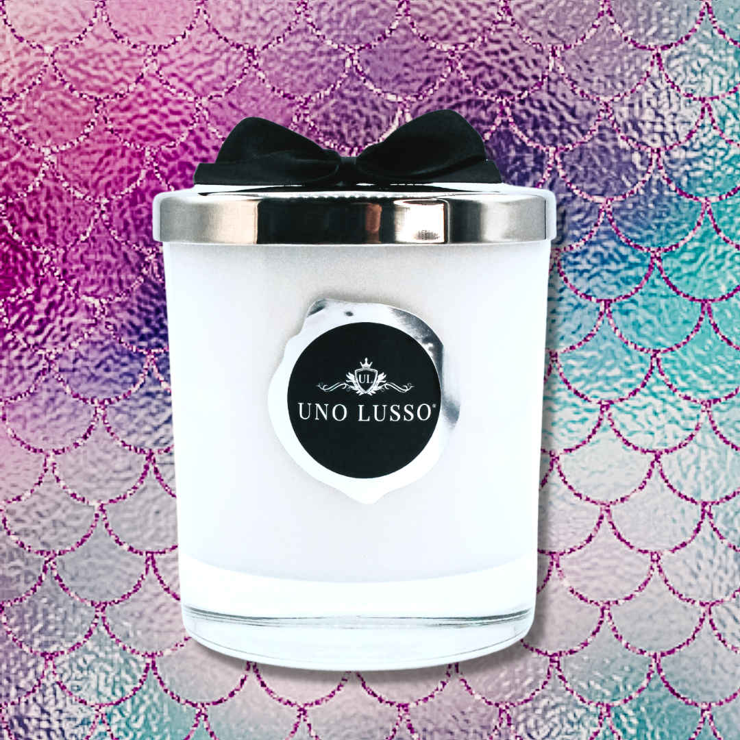 Mermaid White Candle with silver lid